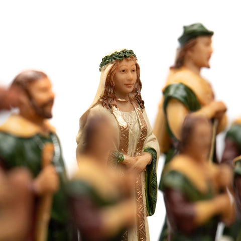 Italfama Robin Hood Hand-Painted Chess Set, 3-in-1 Faux Leather Board, Italy
