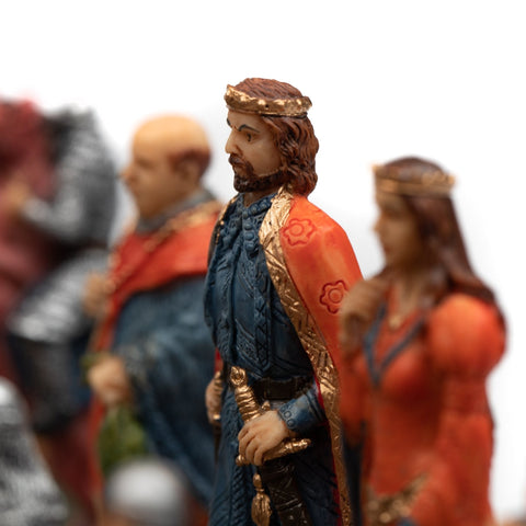 Italfama Robin Hood Hand-Painted Chess Set, 3-in-1 Faux Leather Board, Italy