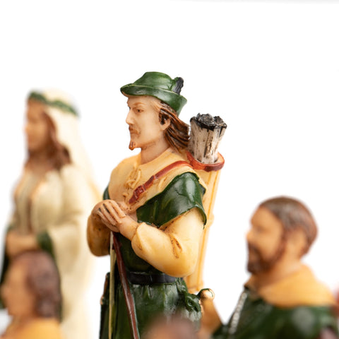 Italfama Robin Hood Hand-Painted Chess Set, 3-in-1 Faux Leather Board, Italy
