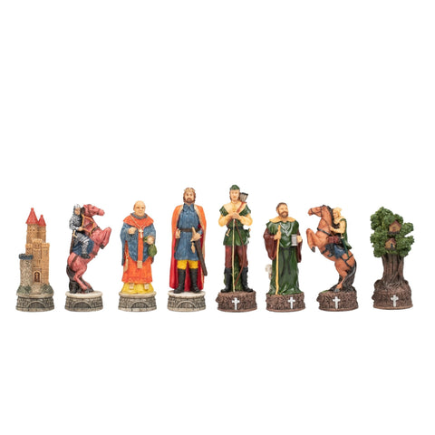 Italfama Robin Hood Hand-Painted Chess Set, 3-in-1 Faux Leather Board, Italy