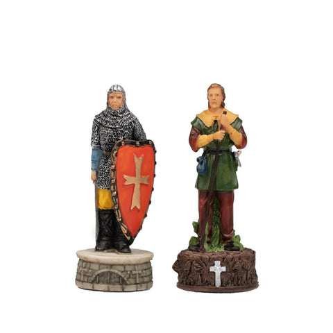 Italfama Robin Hood Hand-Painted Resin Chess Set with Wood Board 42x42cm