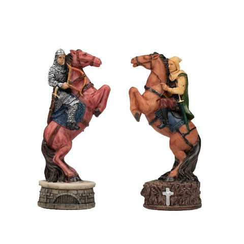 Italfama Robin Hood Hand-Painted Resin Chess Set with Wood Board 42x42cm