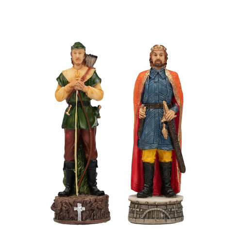 Italfama Robin Hood Hand-Painted Resin Chess Set with Wood Board 42x42cm