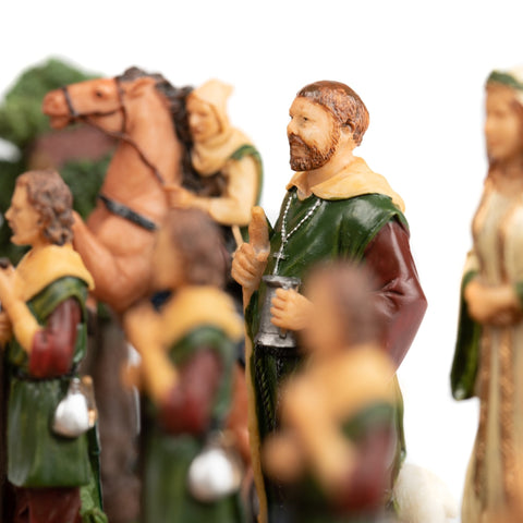Italfama Robin Hood Hand-Painted Resin Chess Set with Wood Board 42x42cm