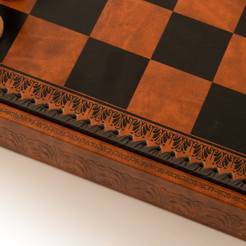 Italfama Roman Metal Chess Set, 48cm Faux Leather Board, King 10.3cm, Italy