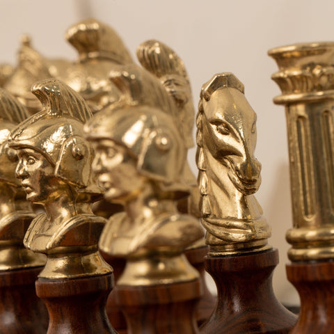 Italfama Roman Metal Chess Set, 48cm Faux Leather Board, King 10.3cm, Italy
