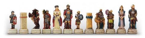 Handmade Romans vs Arabs Chess Set, Resin Pieces, Faux Leather Board, Italfama