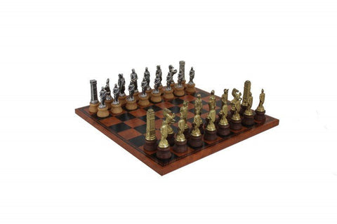 Italfama Romans vs Barbarians Handcrafted Chess Set, Metal/Wood, 40cm Board