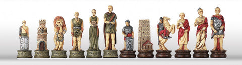 Roman vs Gladiator Chess Set, Hand-Painted Resin, Wood Board, 42cm Italfama
