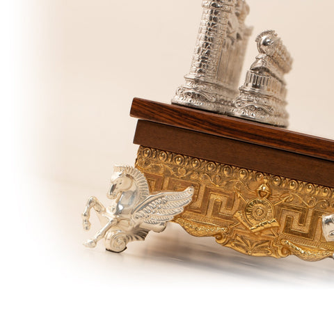 Italfama Roman Emperors Gold & Silver Chess Set, Italian Wood Board Storage