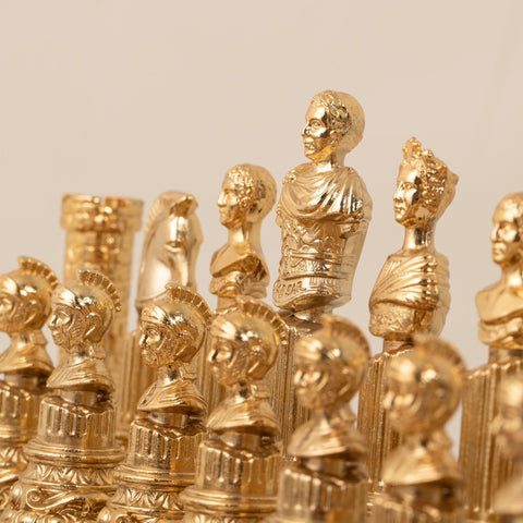 Italfama Roman Emperors Gold & Silver Chess Set, Italian Wood Board Storage