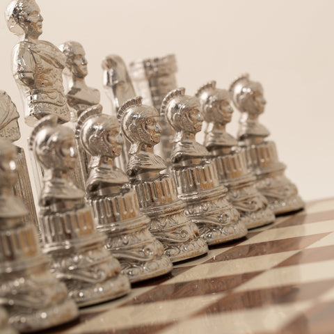 Italfama Roman Emperors Gold & Silver Chess Set, Italian Wood Board Storage