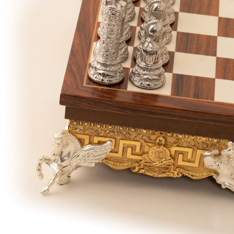 Italfama Roman Emperors Gold & Silver Chess Set, Italian Wood Board Storage