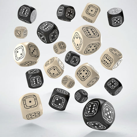 Fortress Compact D6 Dice Set Black & Beige Role Playing Games Q-workshop STCB03