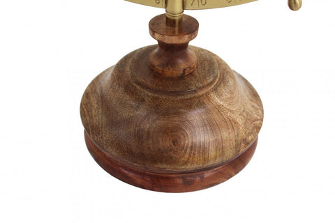 Italfama Brown Desk Globe with Modern World Map, Wooden Base, 25cm, Italy