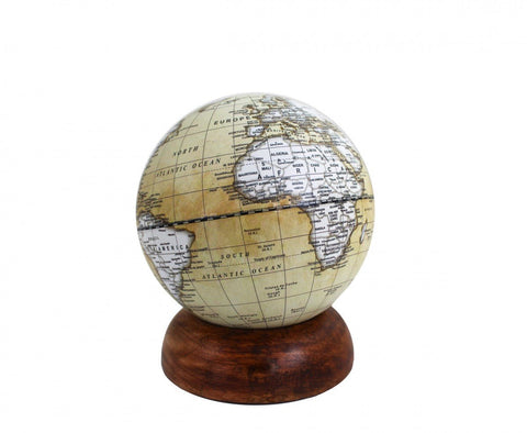 Italfama Classic Brown Desktop World Globe 15cm, Removable Wooden Base