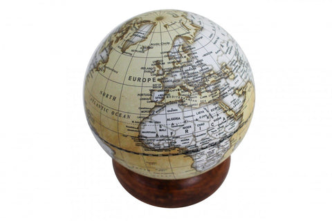 Italfama Classic Brown Desktop World Globe 15cm, Removable Wooden Base