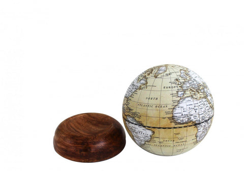 Italfama Classic Brown Desktop World Globe 15cm, Removable Wooden Base