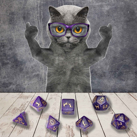 Cats Purrito Dice Set Shimmering Purple Gold Role Playing Games Q-Workshop NEW