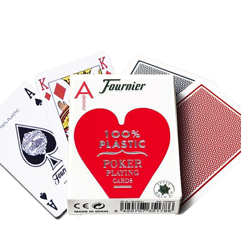 Fournier 2500 100% Plastic Casino Poker Playing Cards Deck Standard Index Red