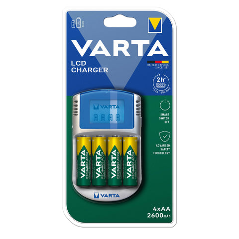 Varta 57070 Lcd Charger With Aa Batteries 2600Mah 12V Adapter USb Plug 240V NEW