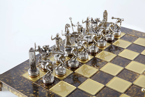 Discus Thrower Chess Set Gold & Silver Chessmen Board 36Cm Manopoulos S7Bro