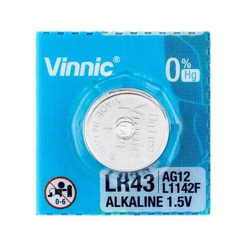 10 Vinnic Alkaline Batteries Lr1142 L1142F Lr43 Ag12 10Bl No Mercury