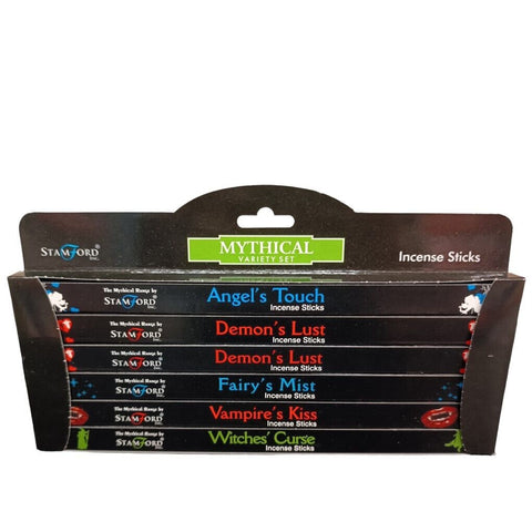 Stamford Black Incense Sticks Set, Mythical, 6 Scents (48 Sticks) 30min Burn