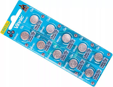 10 Vinnic Alkaline Batteries Lr1142 L1142F Lr43 Ag12 10Bl No Mercury