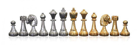 Italfama Gold & Silver Plated Metal Chess Set, Handmade Walnut Board, Italy