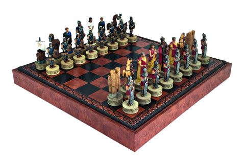 Italfama Trojan War Chess Set, Hand-Painted, 3-in-1 Leatherette, Made in Italy