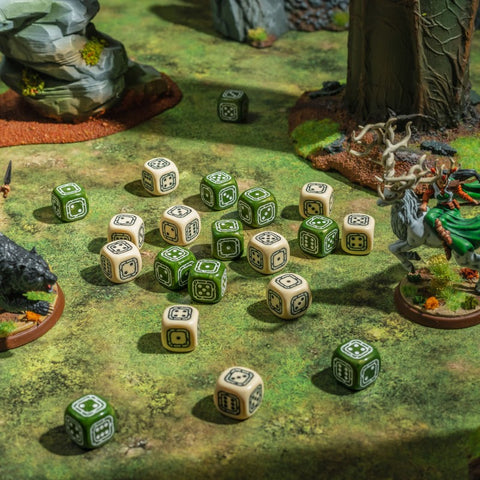 Fortress Compact D6 Dice Set Beige & Olive Role Playing Games Q-Workshop Stcb01
