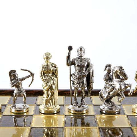 Archers Metal Chess Set Gold & Silver Chessmen Board 41Cm Manopoulos Sk10Bro