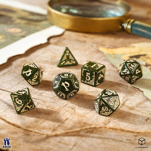 Pathfinder Dice Set Arcadia Green & Beige Role Playing Games Q-Workshop Spat30