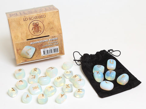Moonstone Runes Stones Esoteric Meditation With Velvet Bag Lo Scarabeo NEW