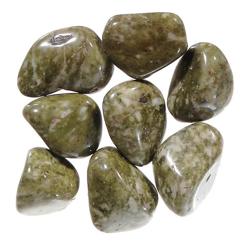12 Medium African Tumble Stones Epidote Snowflake Gemstones Ancient Wisdom NEW