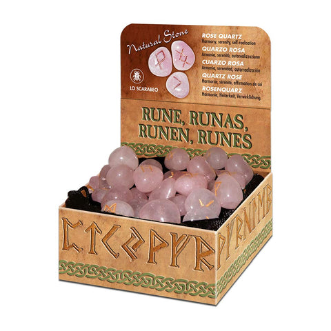 Rose Quartz Runes Natural Stone Esoteric Meditation With Bag Lo Scarabeo NEW