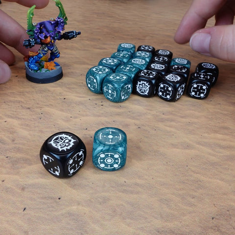Crosshairs Compact D6 Dice Set Stormy & Black Rpg Dices Q-Workshop Stca04