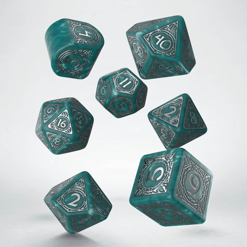 Viking Dice Set Mjolnir Green Silver Roleplaying Games Q-Workshop Dnd Rpg NEW