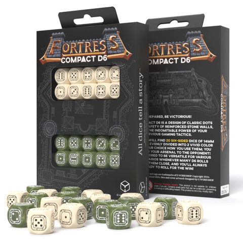 Fortress Compact D6 Dice Set Beige & Olive Role Playing Games Q-Workshop Stcb01