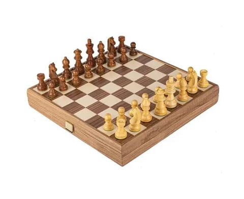 Wooden Chess Set Staunton Chessmen Walnut Chessboard 27Cm Manopoulos Skw4130K