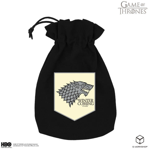 Game of Thrones House Stark Dice Pouch by Q-Workshop, Black Cotton Drawstring
