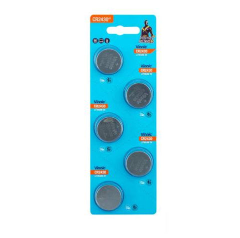 5 Vinnic Cr2430 Lithium Batteries 3V Cell Coin Button No Mercury NEW
