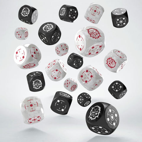 Crosshairs Compact D6 Dice Set Black & Pearl Rpg 20 Dices Q-Workshop Stca05