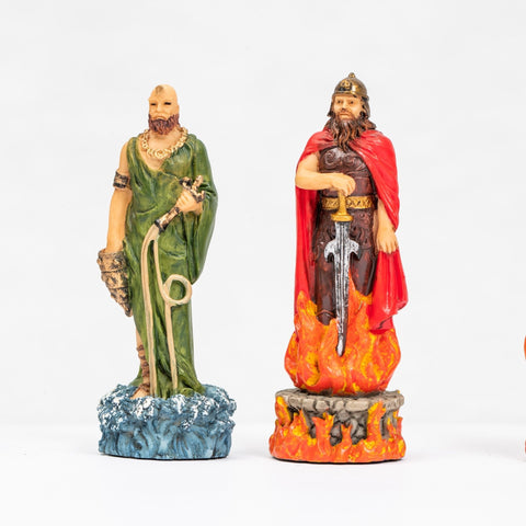 Italfama Water vs Fire Hand-Painted Resin Chess Set Leather Board Made in Italy