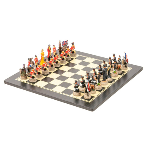Italfama Waterloo Battle Chess Set Hand-Painted Resin Wooden Board 40x40cm