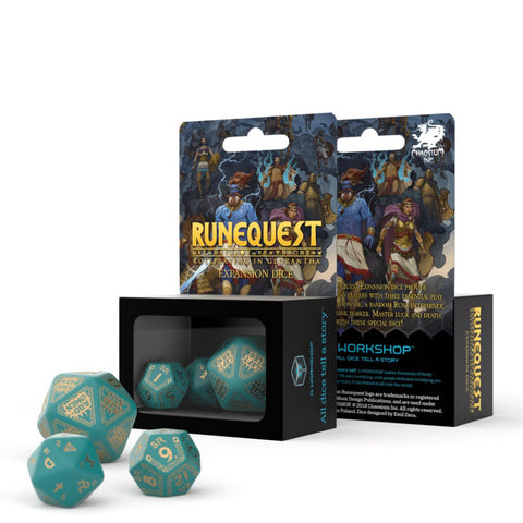 Runequest Turquoise And Gold Expansion Dice Set Rpg Playing Games Q-Workshop NEW