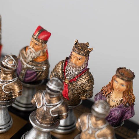 Italfama Medieval Chess Set 3-in-1 with Checkers & Backgammon, Hand-Painted