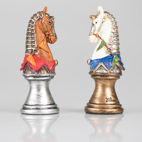Italfama Medieval Chess Set 3-in-1 with Checkers & Backgammon, Hand-Painted