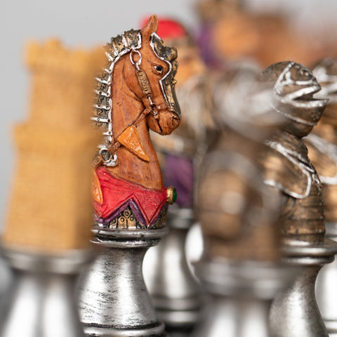 Italfama Medieval Chess Set 3-in-1 with Checkers & Backgammon, Hand-Painted